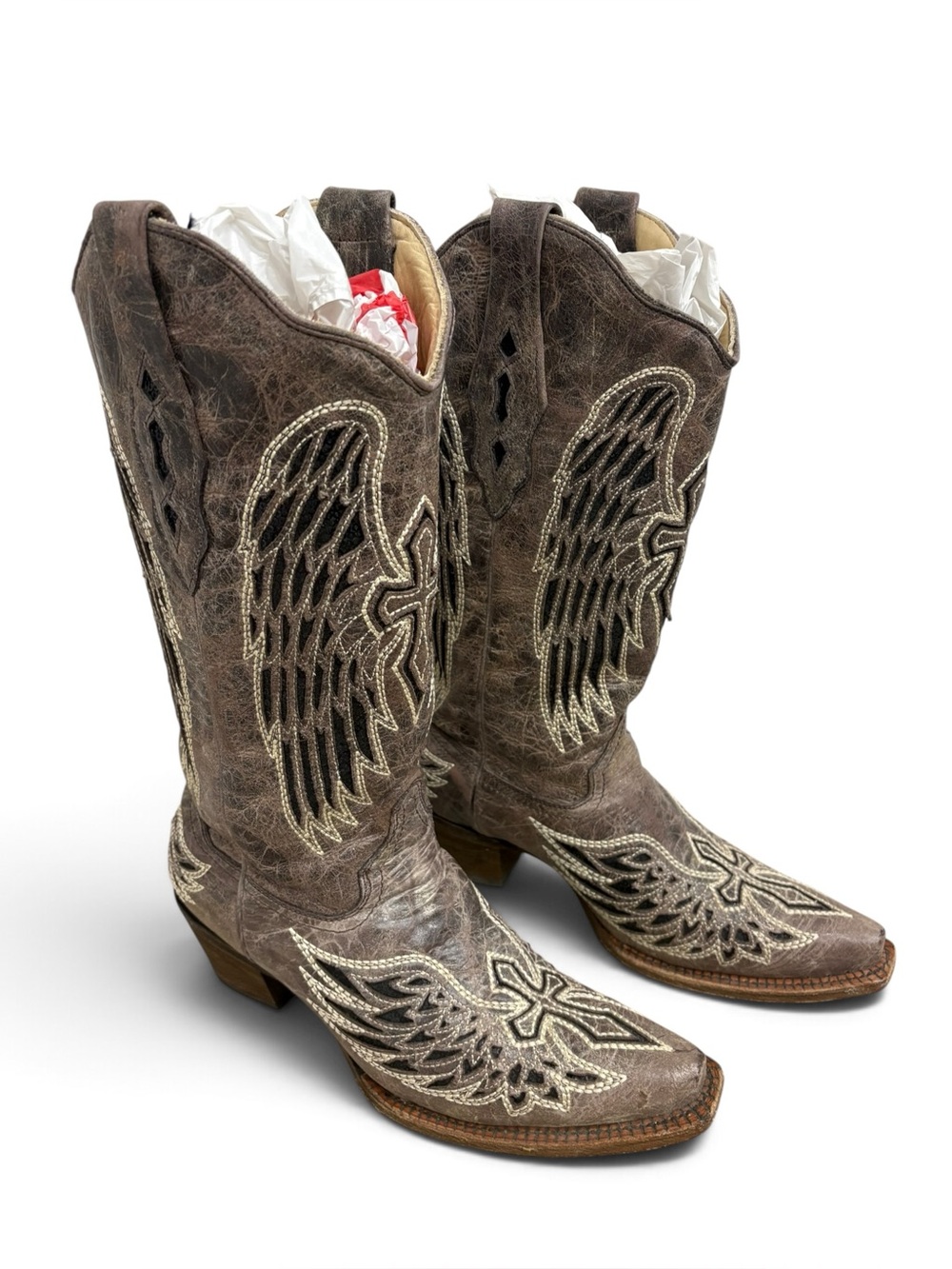 Corral A1241 Wing Cross Sequin Leather Cowgirl Boots Size 8.5
